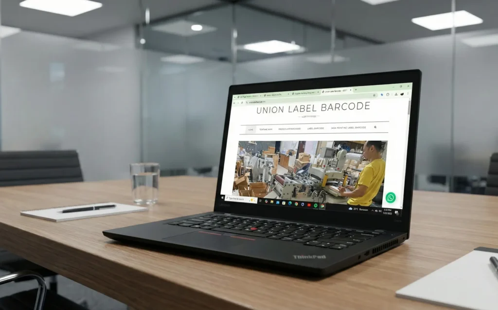 Home Portofolio website company profile perusahaan percetakan label barcode industri B2B terpercaya